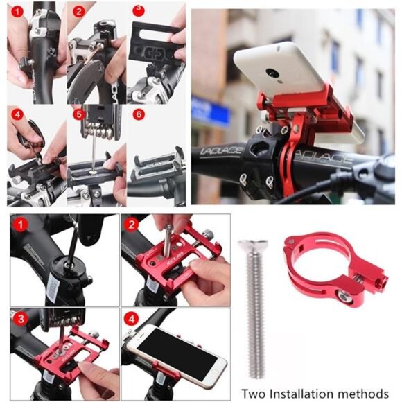 Bicycle & Motorcycle Phone Mount, Aluminum Alloy Universal Bike Handlebar - Picture 6 of 8